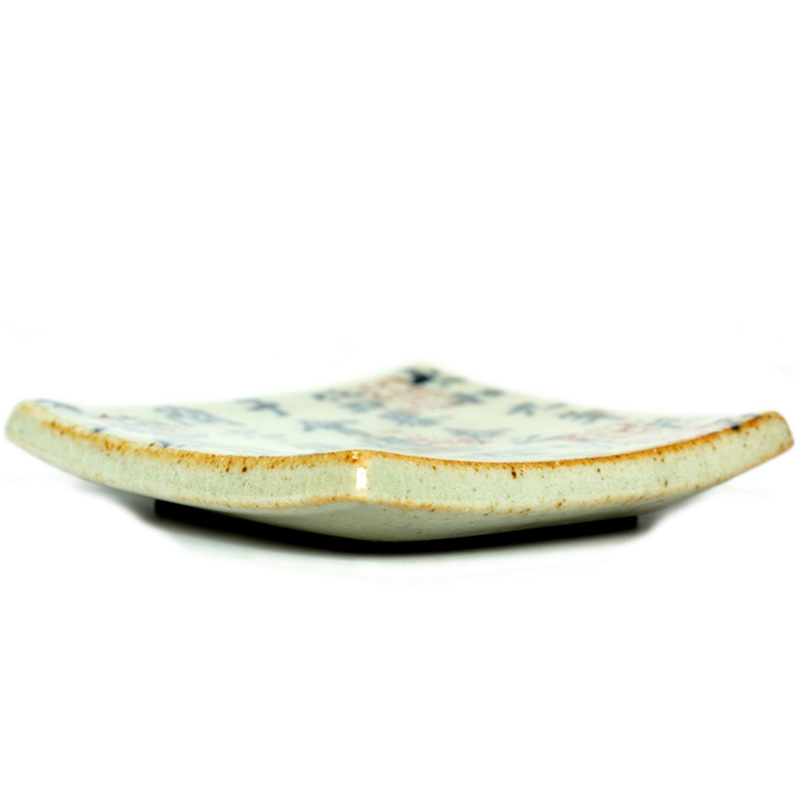 Tavă ceramică pentru ceai pătrată, pictată manual, cu suport pentru ceașcă și farfurioară pentru ceai, pentru ceremonia Kung Fu