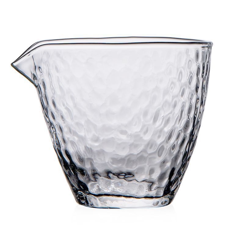 Set Gongfu de ceai stil japonez din sticlă borosilikată rezistentă la căldură, cu ceașcă gravată cu model ciocănit și separator de ceai