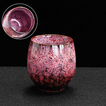 Ceșcuță ceramică Jian ware, variantă cu glazură de cuptor, în formă de pălărie, pentru ceremonia Gongfu a ceaiului