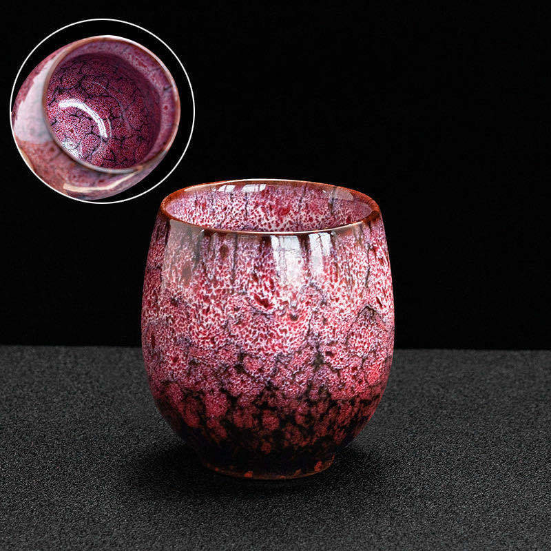 Ceșcuță ceramică Jian ware, variantă cu glazură de cuptor, în formă de pălărie, pentru ceremonia Gongfu a ceaiului