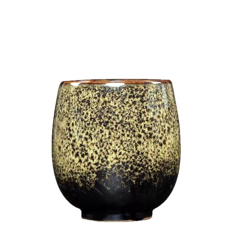 Ceșcuță ceramică Jian ware, variantă cu glazură de cuptor, în formă de pălărie, pentru ceremonia Gongfu a ceaiului