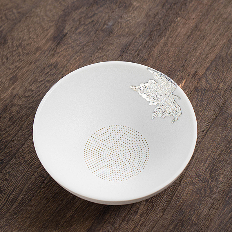 Filtru de ceai din ceramică neagră, set Kung Fu cu suport-filtru ceramic