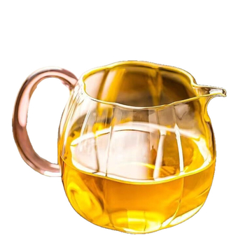 Cană de ceai din sticlă borosilicat de înaltă rezistență la căldură, cu mâner colorat, realizare manuală, transparență ridicată, rezistentă până la 270 °C