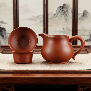Set Gongfu de ceai din lut purpuriu cu cană de distribuție echitabilă, tavă mare de ceai, ceainic, accesorii și strecurător de ceai