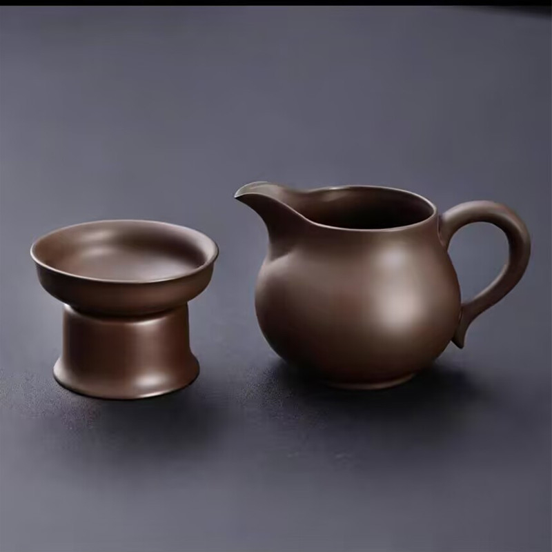 Set Gongfu de ceai din lut purpuriu cu cană de distribuție echitabilă, tavă mare de ceai, ceainic, accesorii și strecurător de ceai