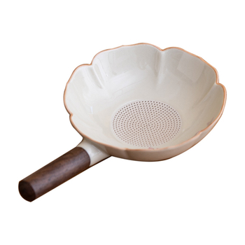 Filtru de ceai pictat manual cu Osmanthus, filtru ceramic integral, mâner din lemn