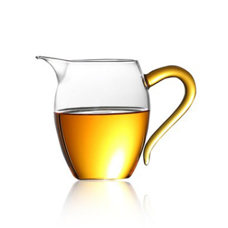 Ceșuță Gongfu din borosilicat gros cu mâner și gură de turnare elegantă