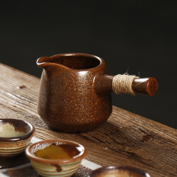 Set ceai ceramic grosier cu mâner lateral și ceașcă mare în stil antic, set Kung Fu cu distribuitor de ceai și strecurător