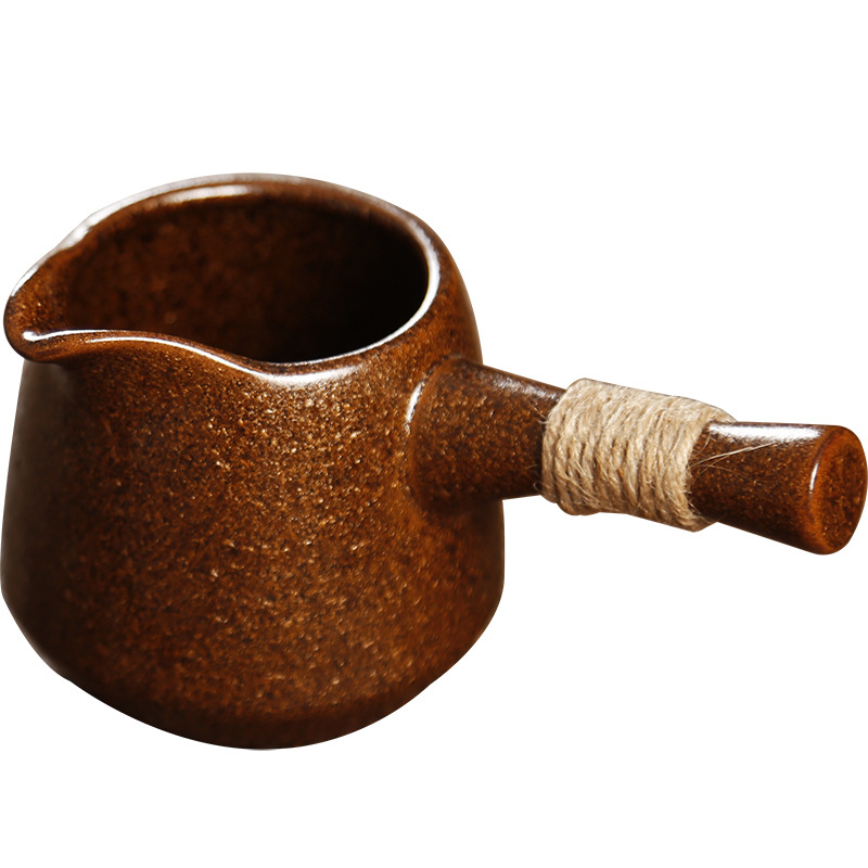 Set ceai ceramic grosier cu mâner lateral și ceașcă mare în stil antic, set Kung Fu cu distribuitor de ceai și strecurător