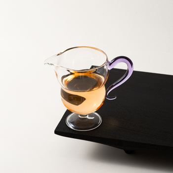 Set Gongfu de ceai din sticlă termorezistentă, lucrat manual, cu picioare înalte și recipient transparent pentru ceai cu cioc