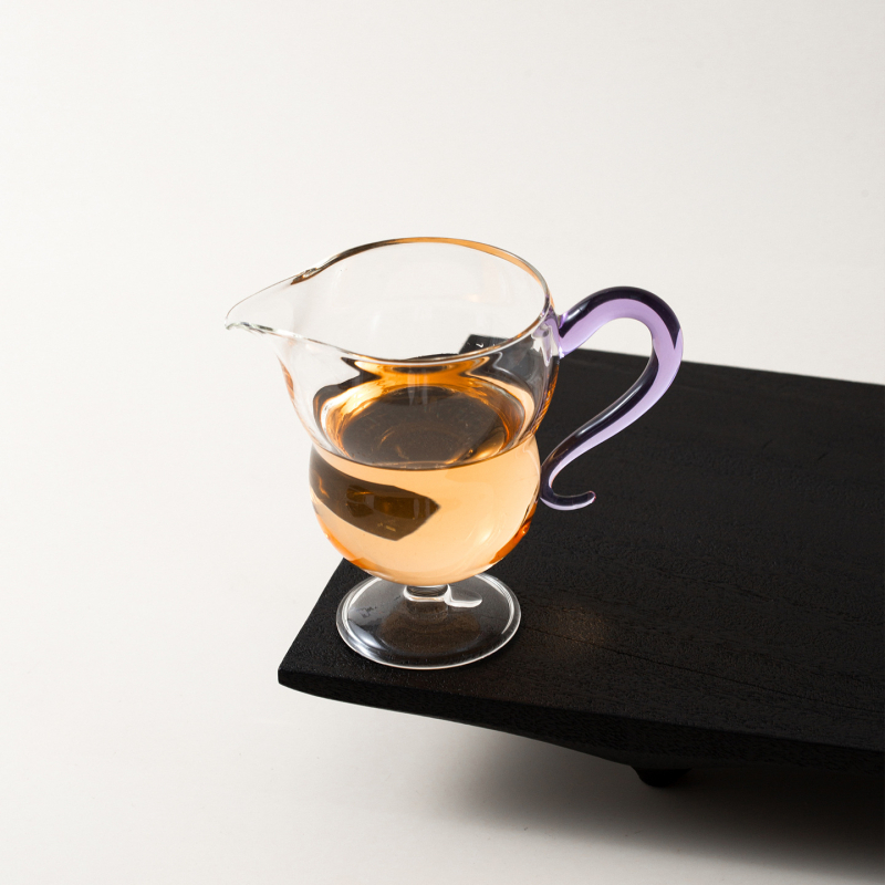 Set Gongfu de ceai din sticlă termorezistentă, lucrat manual, cu picioare înalte și recipient transparent pentru ceai cu cioc
