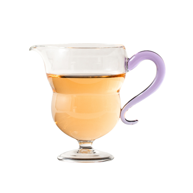 Set Gongfu de ceai din sticlă termorezistentă, lucrat manual, cu picioare înalte și recipient transparent pentru ceai cu cioc