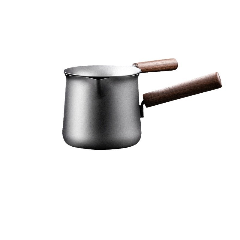 Set de ceai din titan pur, cu ceașcă din titan, filtru de ceai și mâner lateral din lemn, pentru drumeții în aer liber