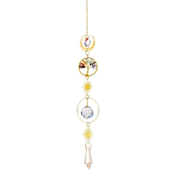 Zlatno stablo života od agat – sun catcher s prizmom, dekor za prozor, 42 cm