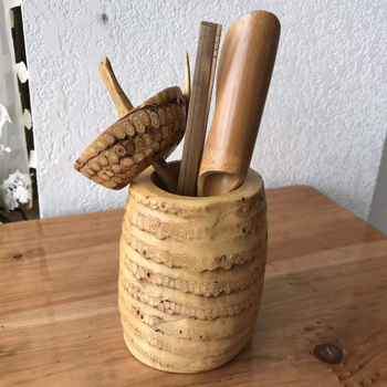 Șase domni ai ceremoniei ceaiului: set de ustensile din bambus cu ac de ceai din bambus – accesorii kung fu pentru ceai