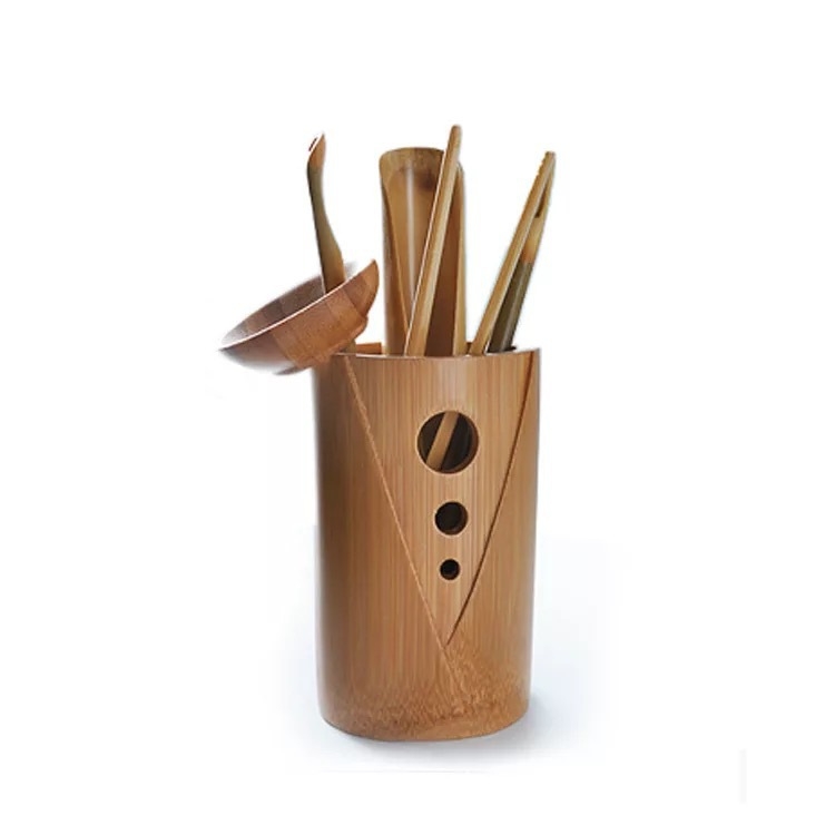Șase domni ai ceremoniei ceaiului: set de ustensile din bambus cu ac de ceai din bambus – accesorii kung fu pentru ceai