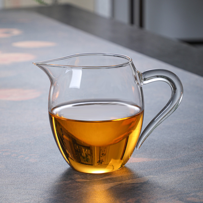 Ceasca de ceai Gongdao din sticla, cu maner mare si transparent, rezistenta la temperatura, borosilicata inalt, productie la comanda