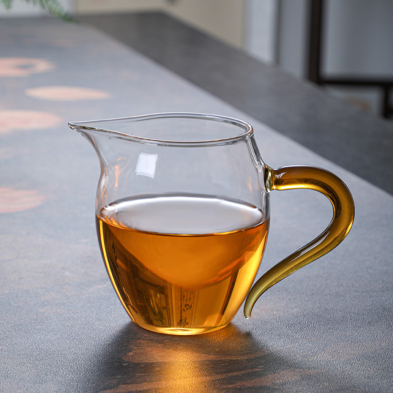 Ceasca de ceai Gongdao din sticla, cu maner mare si transparent, rezistenta la temperatura, borosilicata inalt, productie la comanda