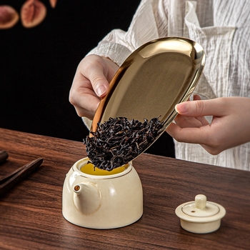 Set de accesorii Gongfu din oțel inoxidabil: tavă pentru frunze de ceai, porționator de ceai și instrument de inițiere a infuziei