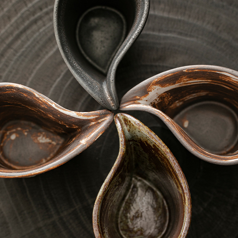 Ceai japonez, stil wabi-sabi, ceramică rustică pentru ceremonie Gongfu, set de ceai cu cană și decantor în formă de picătură