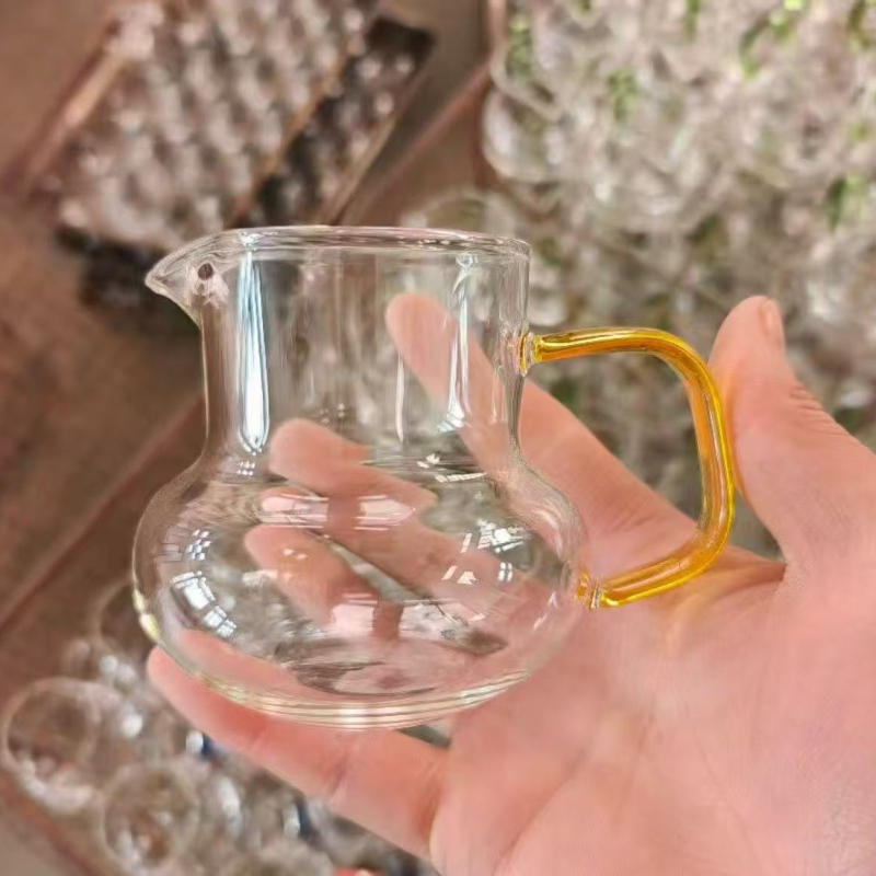 Pahar de ceai în stil chinezesc, din borosilicat de sticlă, cu mâner transparent, rezistent la căldură, elegant și versatil