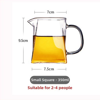 Cana pătrată din sticlă borosilicată pentru ceai, cu filtru integrat și separare ceai-apă