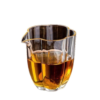 Cupa de distribuție a ceaiului în stil japonez, cu petale din sticlă, rezistentă la temperaturi înalte, pentru uz casnic, accesoriu pentru setul Kung Fu de ceai, transparentă