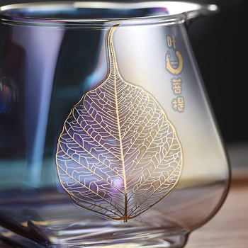Beicai pahar de ceai din sticlă borosilicat, mâner din lemn, capacitate mare, separator și filtru încorporate