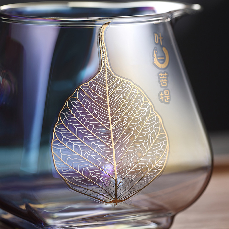 Beicai pahar de ceai din sticlă borosilicat, mâner din lemn, capacitate mare, separator și filtru încorporate