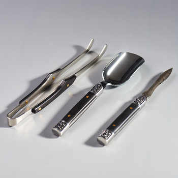 Set Pu'er: cuțit de ceai cu mâner din lemn de abanos, cuțit de ceai din oțel inoxidabil, lingură de ceai, ac de ceai, con pentru ceai, clips pentru ceai și accesorii pentru ceremonia ceaiului