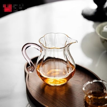 Ceainic din sticlă borosilicat rezistentă la căldură cu mâner, motiv fluture-viță, set de ceai pentru uz casnic