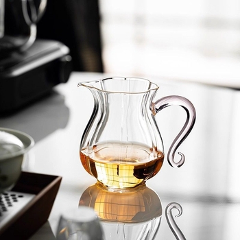 Ceainic din sticlă borosilicat rezistentă la căldură cu mâner, motiv fluture-viță, set de ceai pentru uz casnic