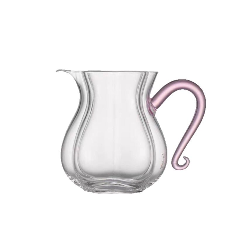 Ceainic din sticlă borosilicat rezistentă la căldură cu mâner, motiv fluture-viță, set de ceai pentru uz casnic