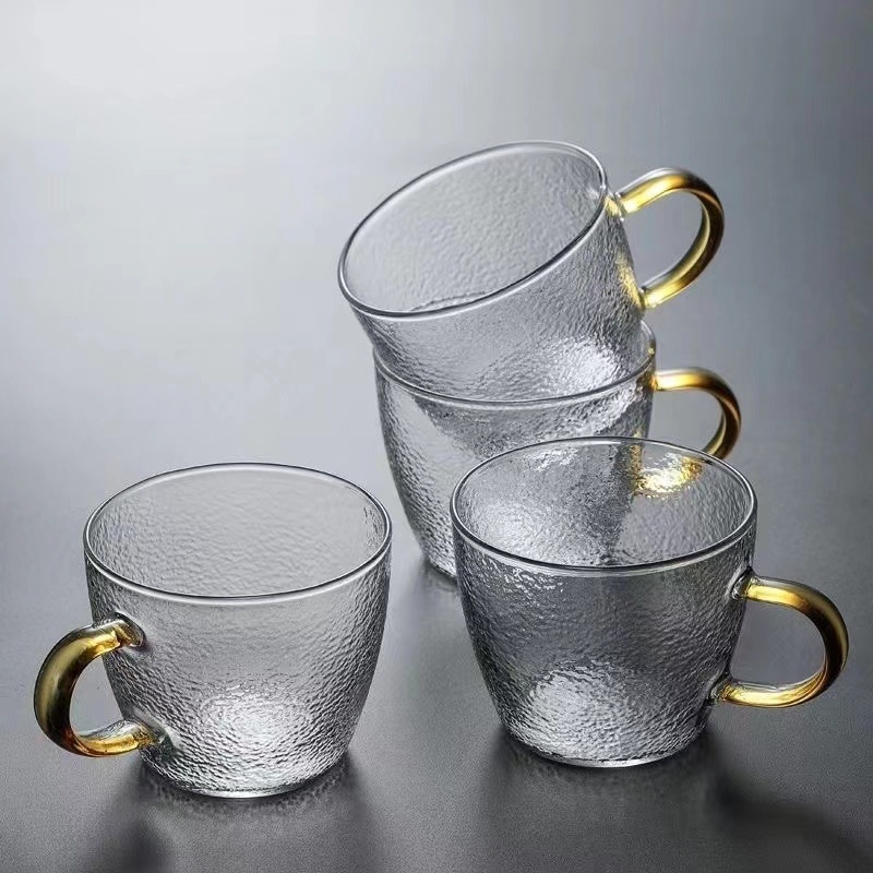 Ceainic din sticlă borosilikat cu model ciocănit, filtru pentru ceai, set de ceai
