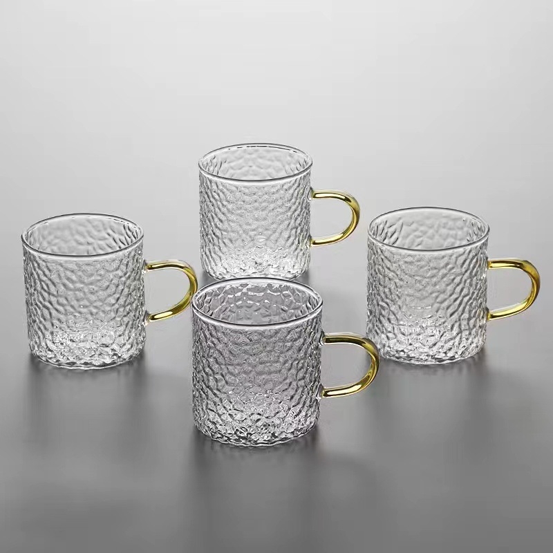 Ceainic din sticlă borosilikat cu model ciocănit, filtru pentru ceai, set de ceai