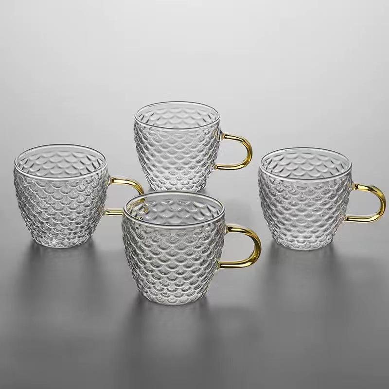 Ceainic din sticlă borosilikat cu model ciocănit, filtru pentru ceai, set de ceai