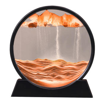 Pictură rotundă 3D cu nisip în mișcare și clepsidră pentru decor interior – ornament de masă