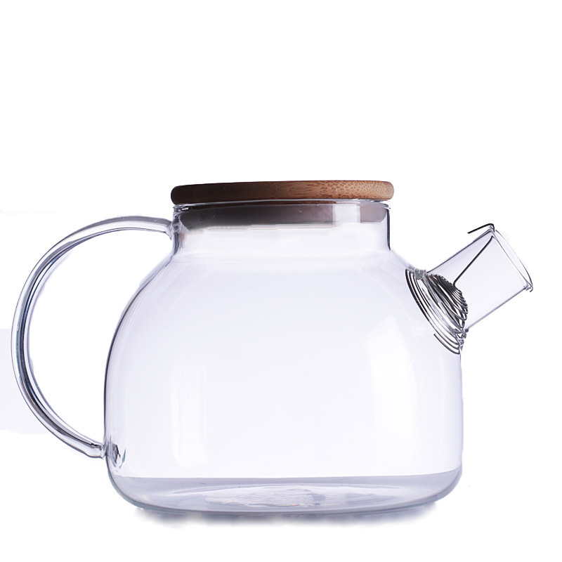 Ceainic din sticlă cu filtru, corp îngroșat, pentru ceaiuri din fructe și flori, compatibil cu plita ceramică electrică