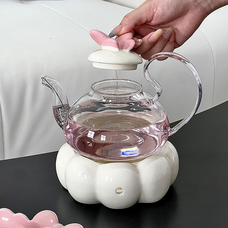 Set ceainic cu ceai de flori din sticlă, cu căni, cadou potrivit pentru casă și restaurante, design elegant