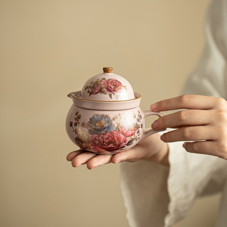 Set portabil de ceai pentru călătorii, cu ceașcă și aparat de preparare ceai, ceramic