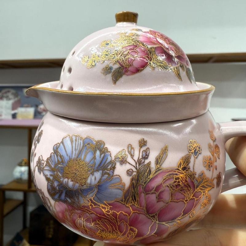Set portabil de ceai pentru călătorii, cu ceașcă și aparat de preparare ceai, ceramic