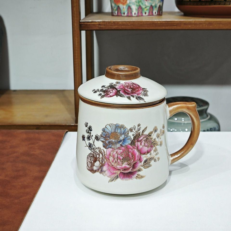 Set portabil de ceai pentru călătorii, cu ceașcă și aparat de preparare ceai, ceramic