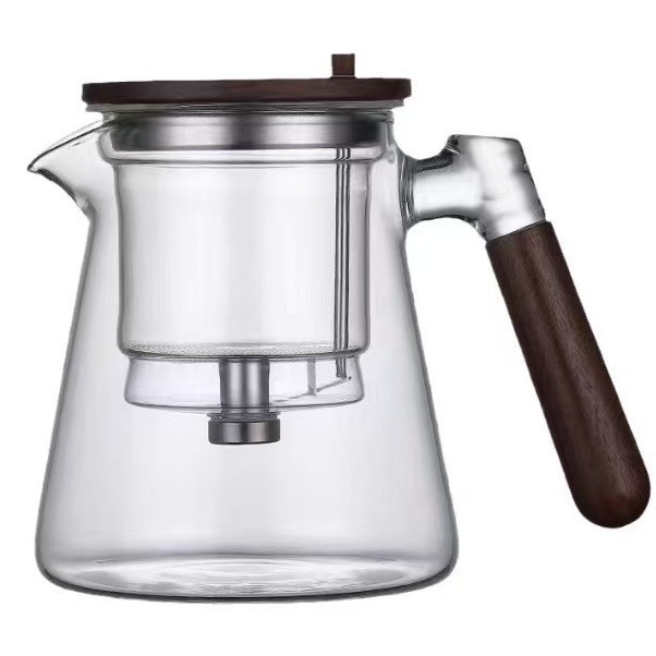 Ceainic din sticlă rezistentă la temperatură, elegant, cu separare ceai-apă la un singur clic – set de ceai pentru casă