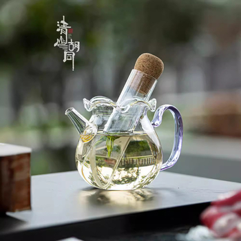 Ceainic din sticlă borosilicat de înaltă rezistență la temperatură, cu ceașcă de distribuție a ceaiului, potrivit pentru ceaiuri verzi și aromate