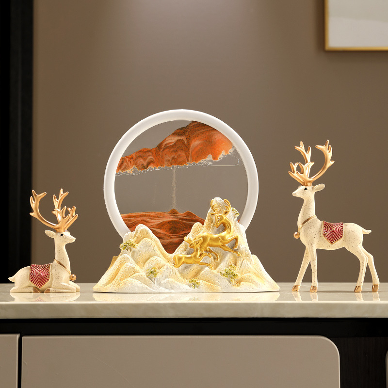 Decorațiune creativă cu pictură din nisip curgător în clepsidră, piesă de lux pentru living, comodă TV și hol, cu motiv de prosperitate – cadou pentru casă nouă