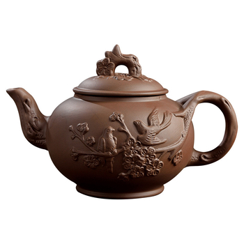 Ceainic din lut purpuriu, cu motiv floare de prune, capacitate mare, pentru uz casnic, set de ceai Kung Fu