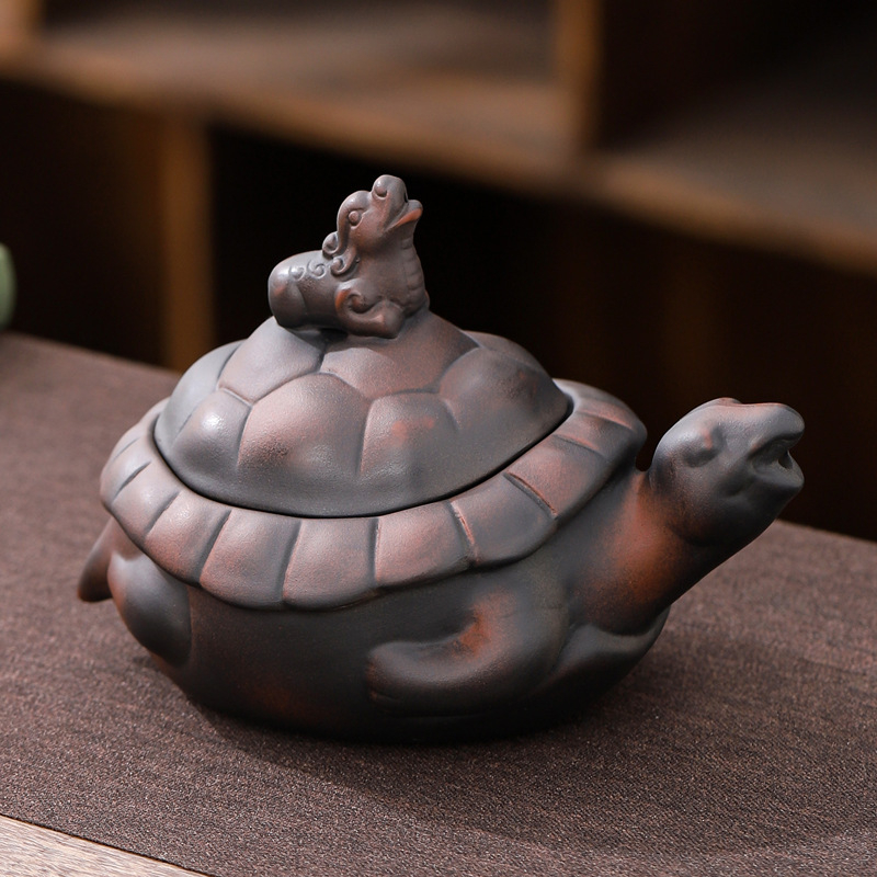 Ceainic din lut mov, sculptat manual, capacitate mare, set Gongfu din ceramică, protecție împotriva arsurilor