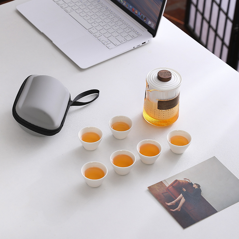 Set de ceai pentru călătorie din ceramică neagră, ceașcă portabilă și ceainic Kung Fu
