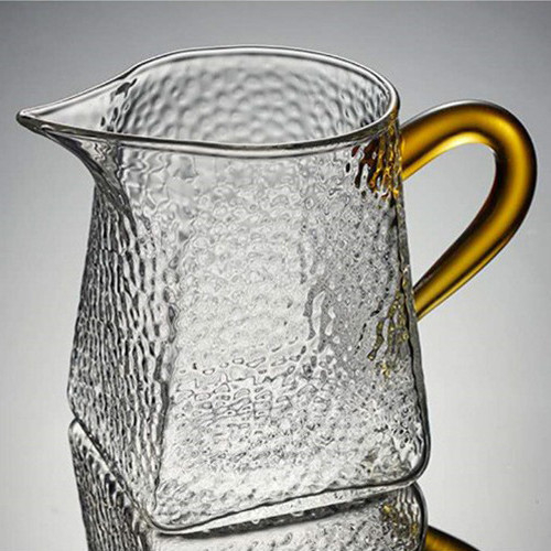 Pahar pătrat din sticlă cu textură ciocănită, borosilicată înaltă, pentru uz casnic, cu accesorii pentru turnare ceai și separator de ceai