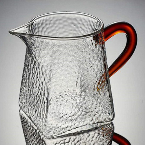 Pahar pătrat din sticlă cu textură ciocănită, borosilicată înaltă, pentru uz casnic, cu accesorii pentru turnare ceai și separator de ceai